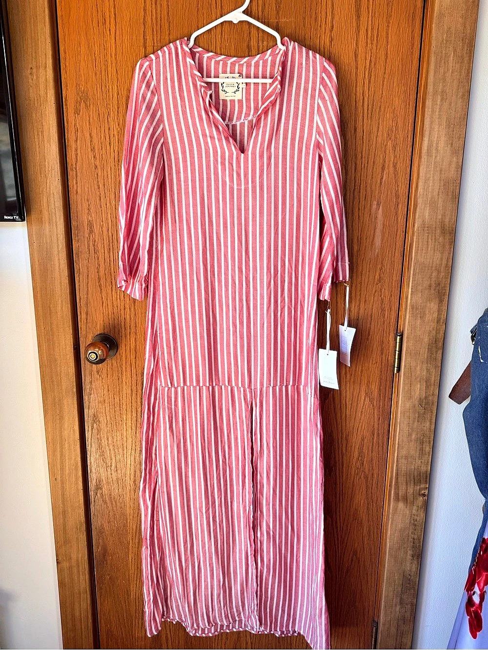 Olivia Joffrey Striped Maxi Dress red & White Small NWT